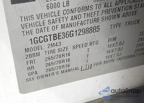 2016 Chevrolet Colorado z USA, uszkodzony, nr VIN 1GCSTBIU36G179888